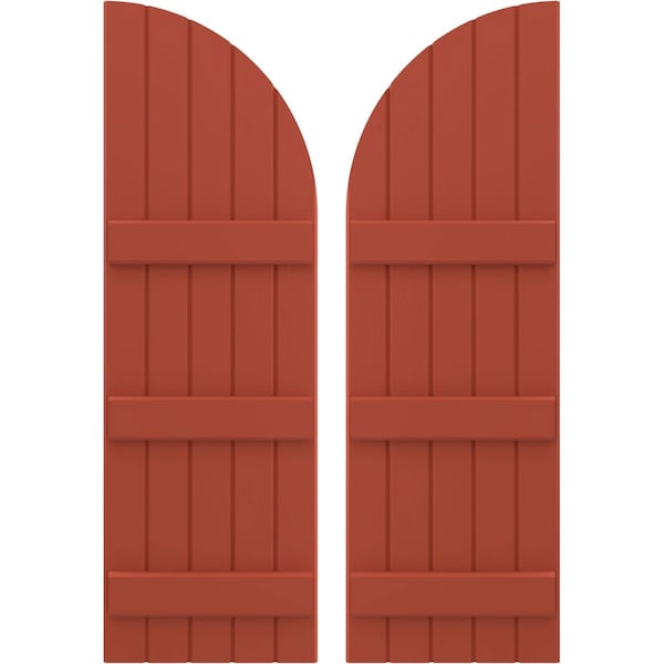Ekena Millwork Americraft 5-Board (3 Batten) Wood Joined Board-n-Batten Shutters w/ Arch Top, ARW401BQ518X77CLH, PR ARW401BQ518X77CLH - main
